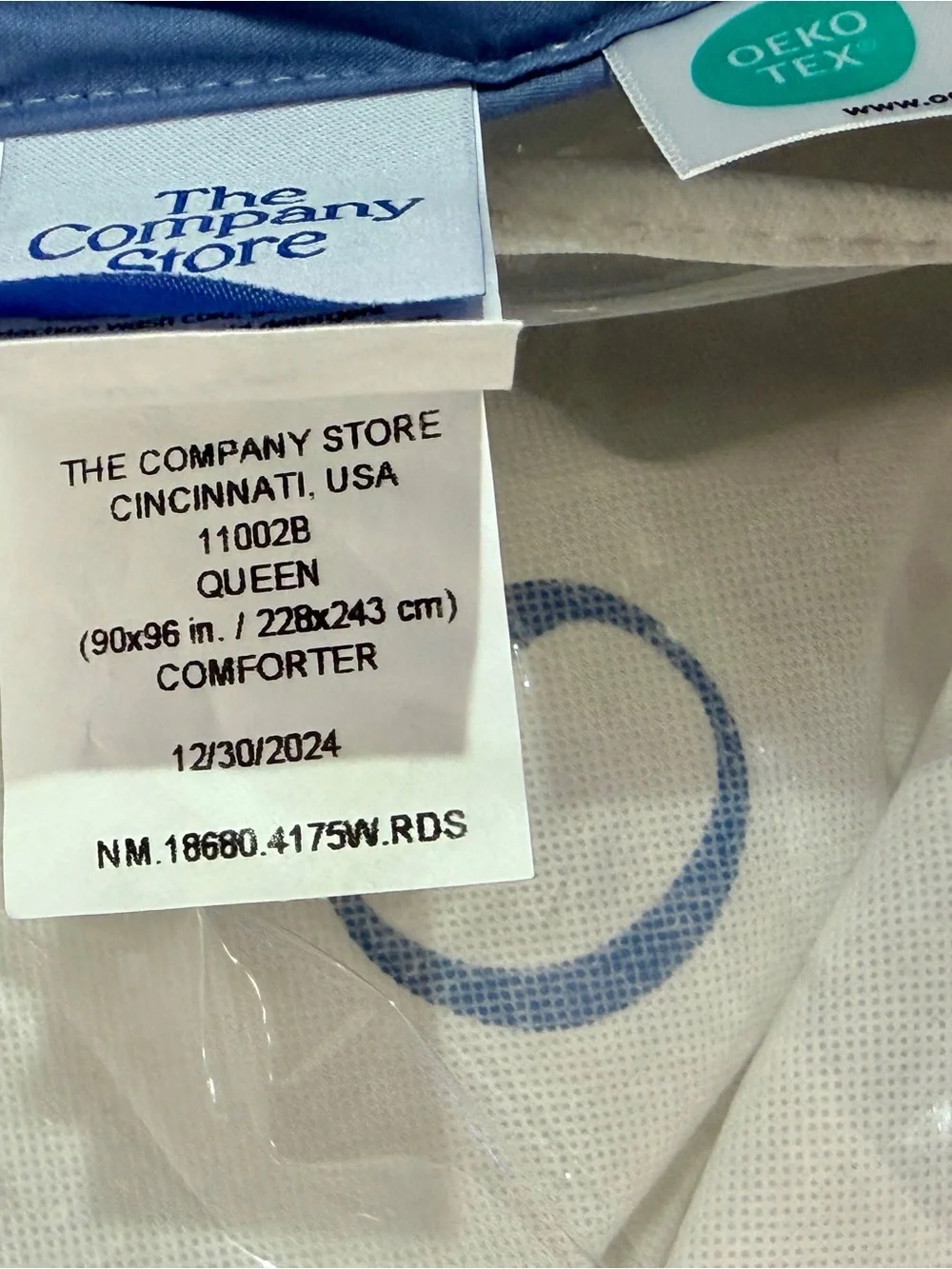 NWT The Company Store LaCrosse Premium Down Comforter Smoke Blue Full/Queen